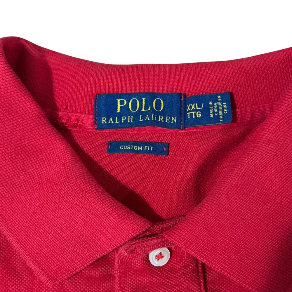 Polo Ralph Lauren Mens XXL Red Polo Flag Bear Custom Fit Polo Shirt *Read*